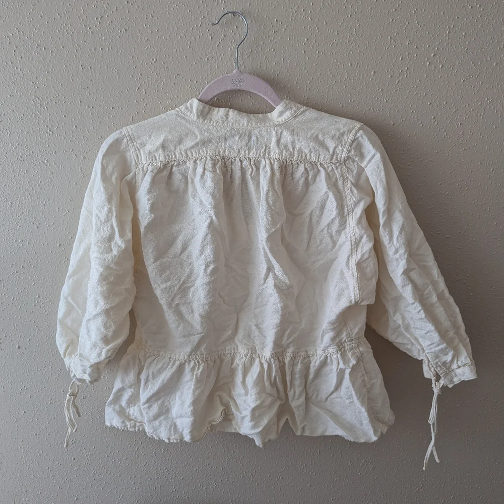 J.W. Anderson Uniqlo White Linen Blend Peasant Blouse Sz Xs - Picture 3 of 6